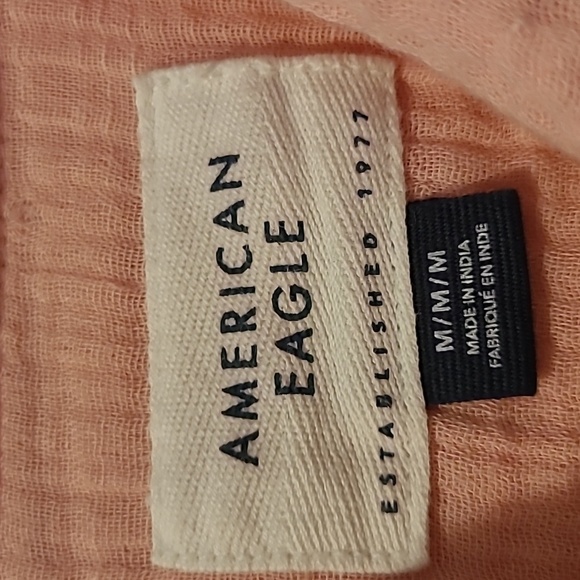 American Eagle Cotton Gauzy Peach Button-up Long Sleeve Oversized Shirt Wmns M - Picture 2 of 13